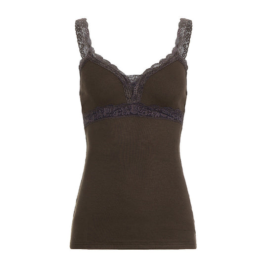 Damen Spitzen-Trägertop mit elegantem Design und zarten Rüschen EB