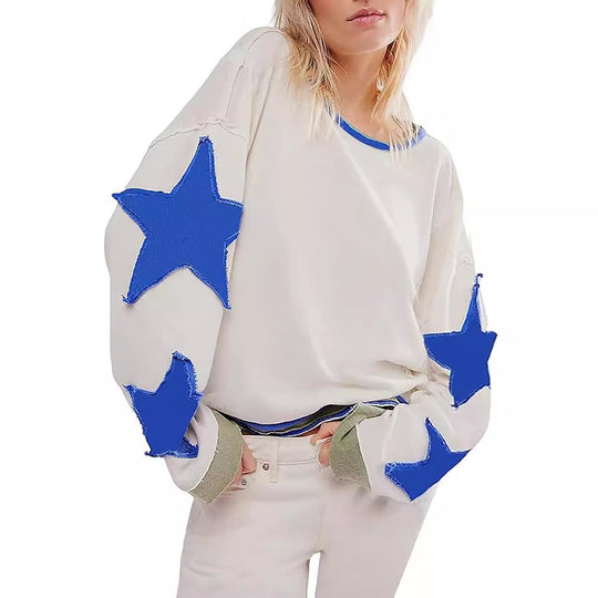 Damen lässiger Pullover mit Sternen-Design EB