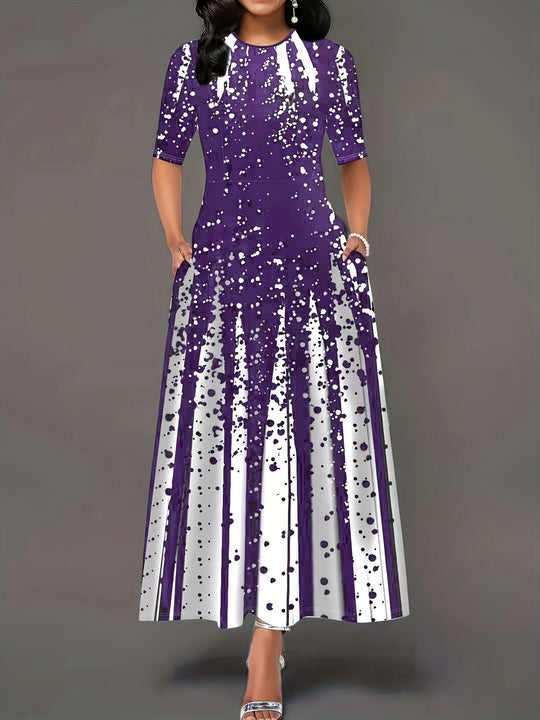 Damen Maxikleid mit elegantem Spritzmotiv EB