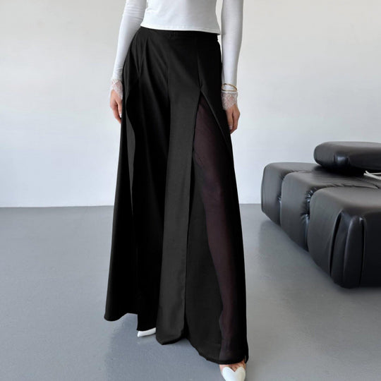 Damen Elegante lange Hose mit seitlichen Schlitzen und fließendem Schnitt EB