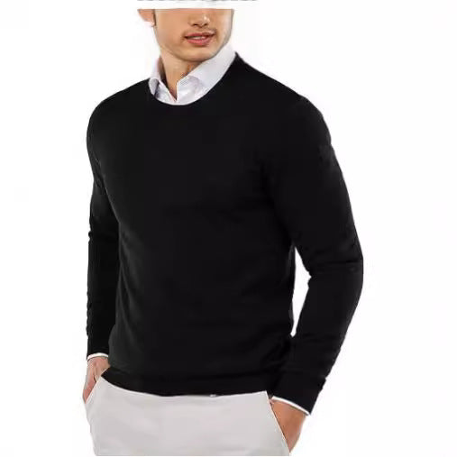 Herren eleganter Rundhals-Pullover aus feiner Baumwolle EB