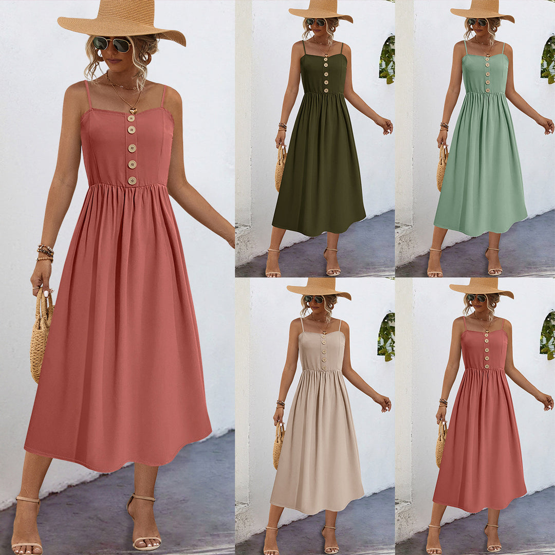 Damen Sommerliches Maxikleid mit Knopfdetails und komfortablem Schnitt EB