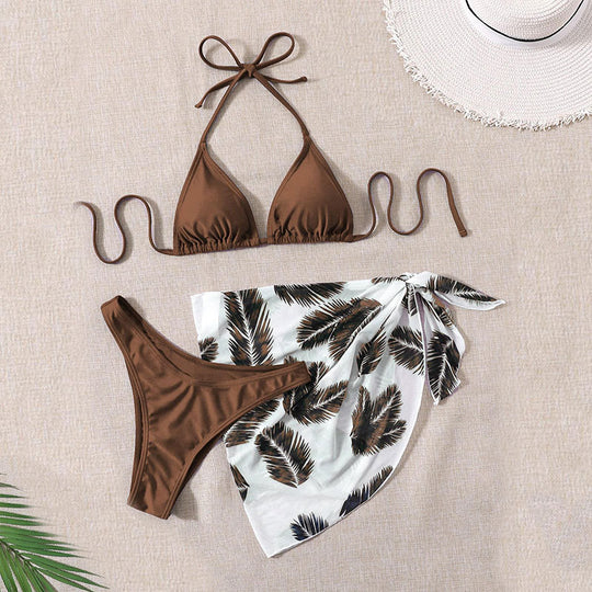 Damen Triangel-Bikini mit gefüttertem Oberteil und elegantem Wickeltuch EB