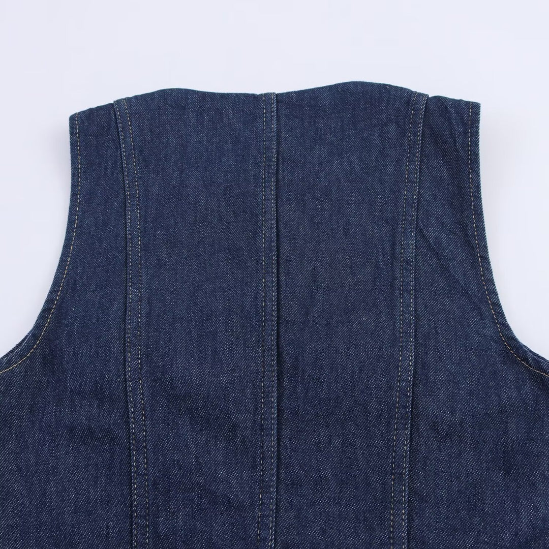 Damen Jeanskleid mit knopflosem Design und tailliertem Schnitt EB