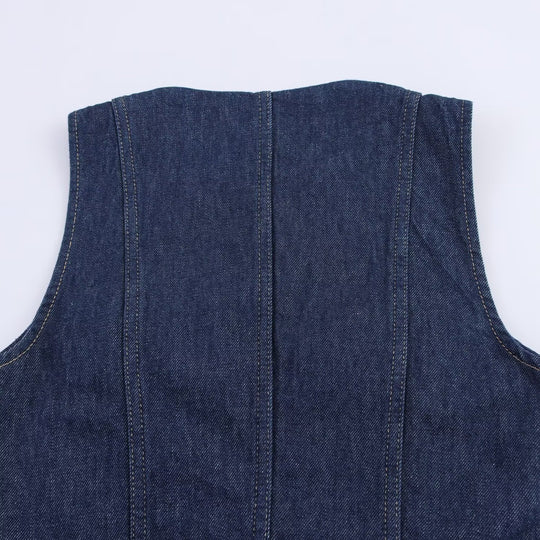 Damen Jeanskleid mit knopflosem Design und tailliertem Schnitt EB