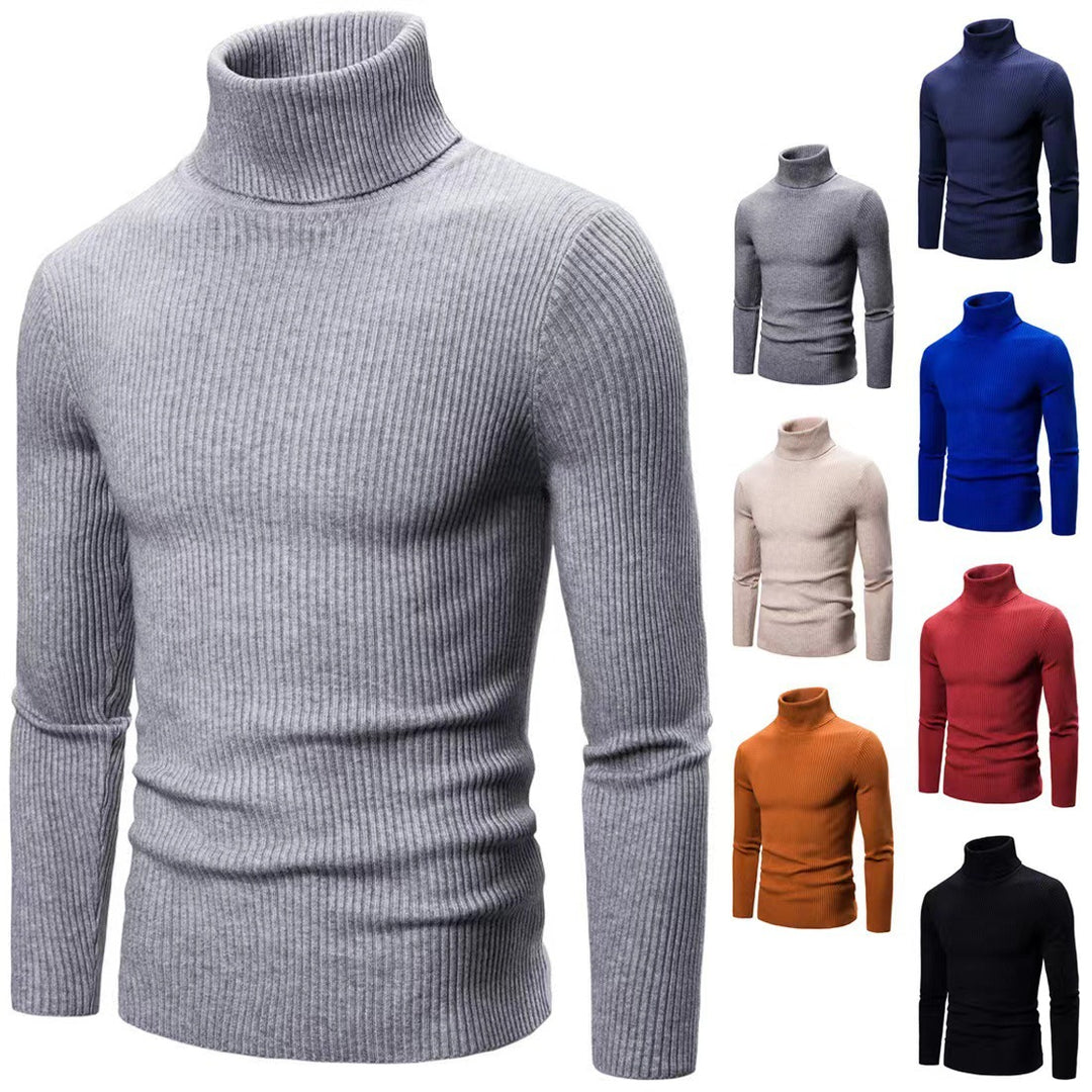 Herren hochwertiger Rollkragenpullover aus feinem Rippstrick EB