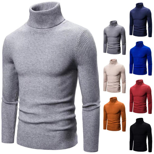 Herren hochwertiger Rollkragenpullover aus feinem Rippstrick EB