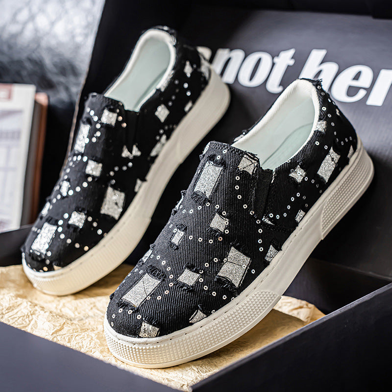 Damen elegante Slip-On Sneakers mit modischem Glitzerdesign EB