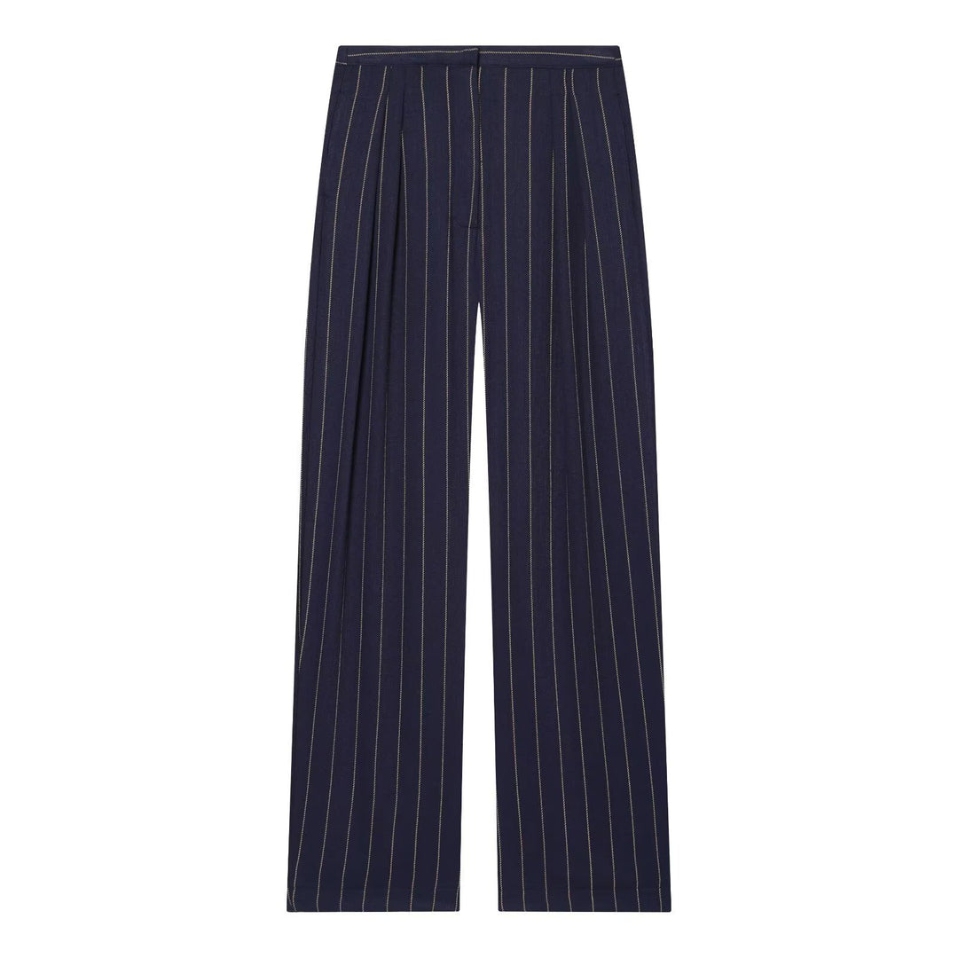 Damen weite Hochbundhose mit eleganter Streifenoptik und komfortablem Fall EB