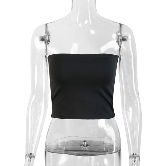 Damen Trägersloses Crop-Top aus elastischem Material EB