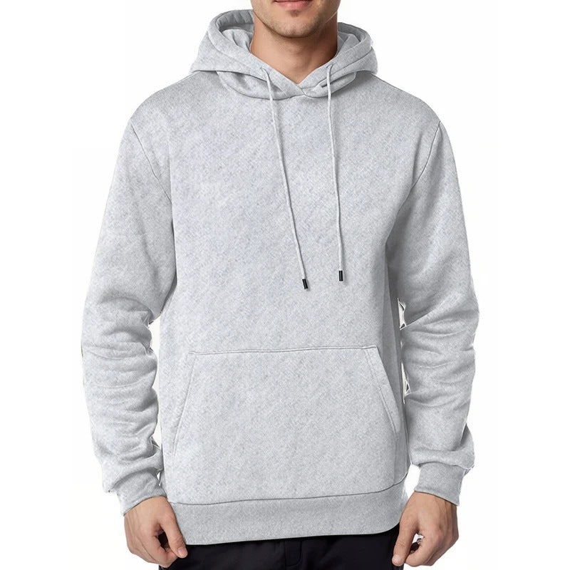 Herren nan minimalistischer Kapuzenpullover mit weichem Fleece-Innenfutter und Kängurutasche EB