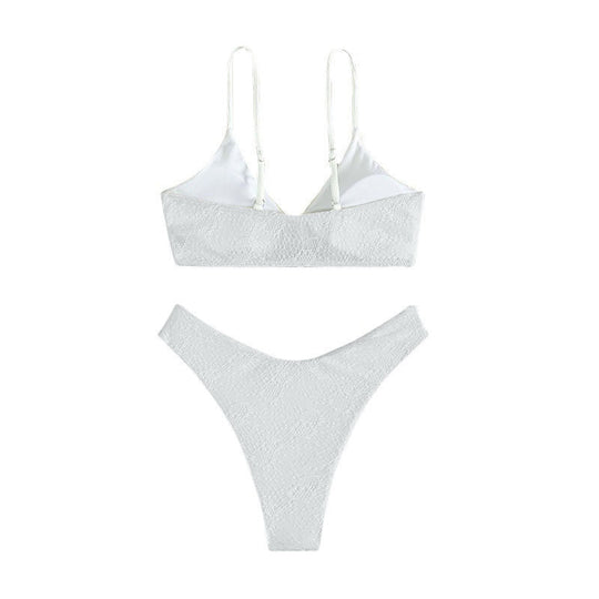Damen Triangel-Bikini mit elegantem Knoten-Design und hohem Beinausschnitt EB