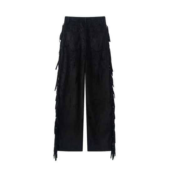 Damen weite Hose mit Fransen und modernem Schnitt EB