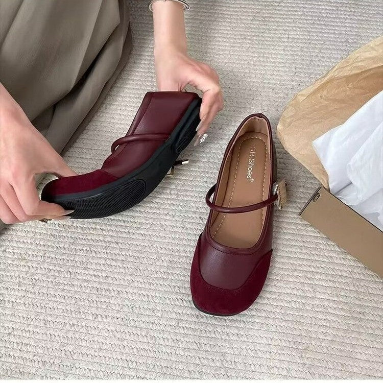 Damen elegante Ballerinas mit modischem Riemen und hochwertigen Obermaterialien EB