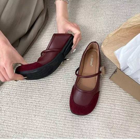 Damen elegante Ballerinas mit modischem Riemen und hochwertigen Obermaterialien EB