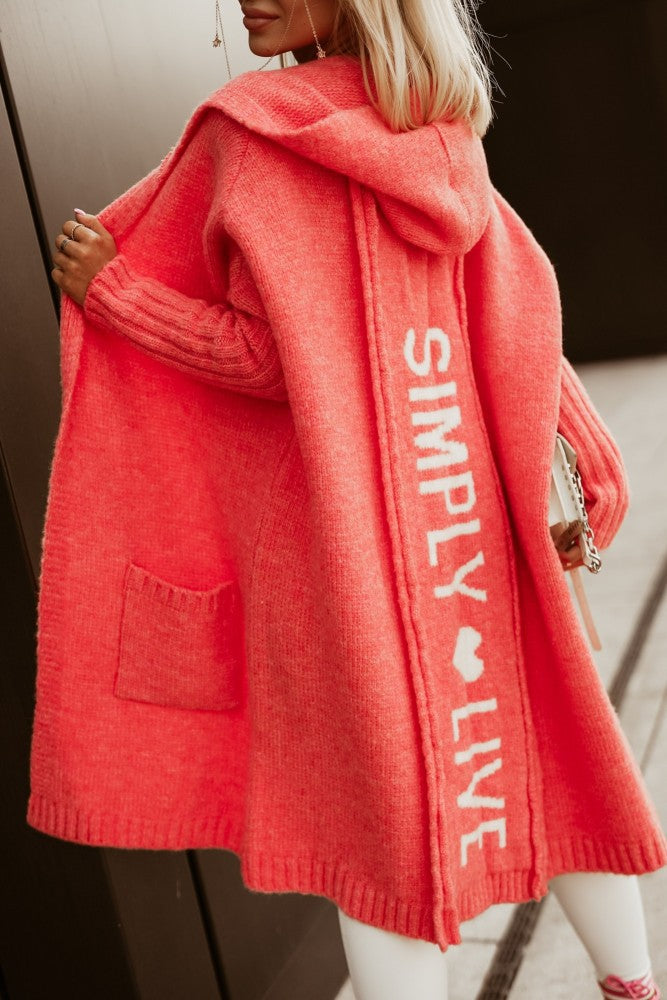 Damen Langarm-Strickmantel mit praktischen Taschen und offener Front EB