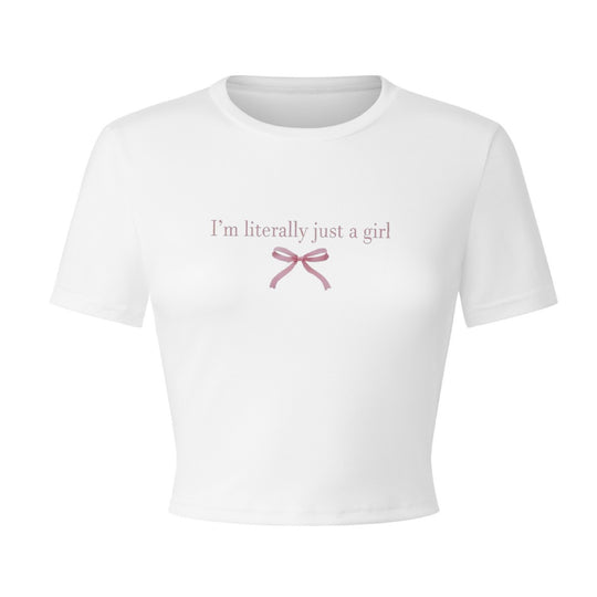 Damen Crop-T-Shirt mit kreativem Schriftzug und Schleifendetail EB