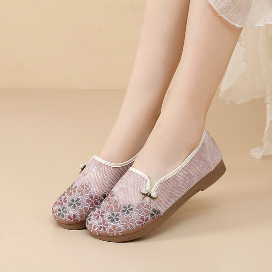 Damen Bequeme und modische Ballerinas mit feinem Blumenmuster EB