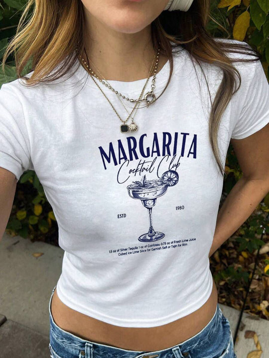Damen Crop-T-Shirt mit kreativem Nostalgie-Druck und lässigem Schnitt EB