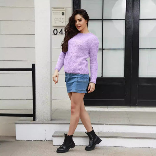 Damen kuscheliger Strickpullover mit hoher Elastizität und modernem Design EB