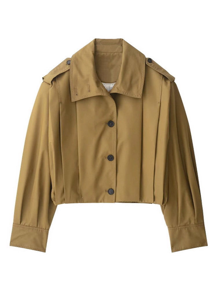 Damen cropped Trenchcoat mit eleganten Knopfdetails EB