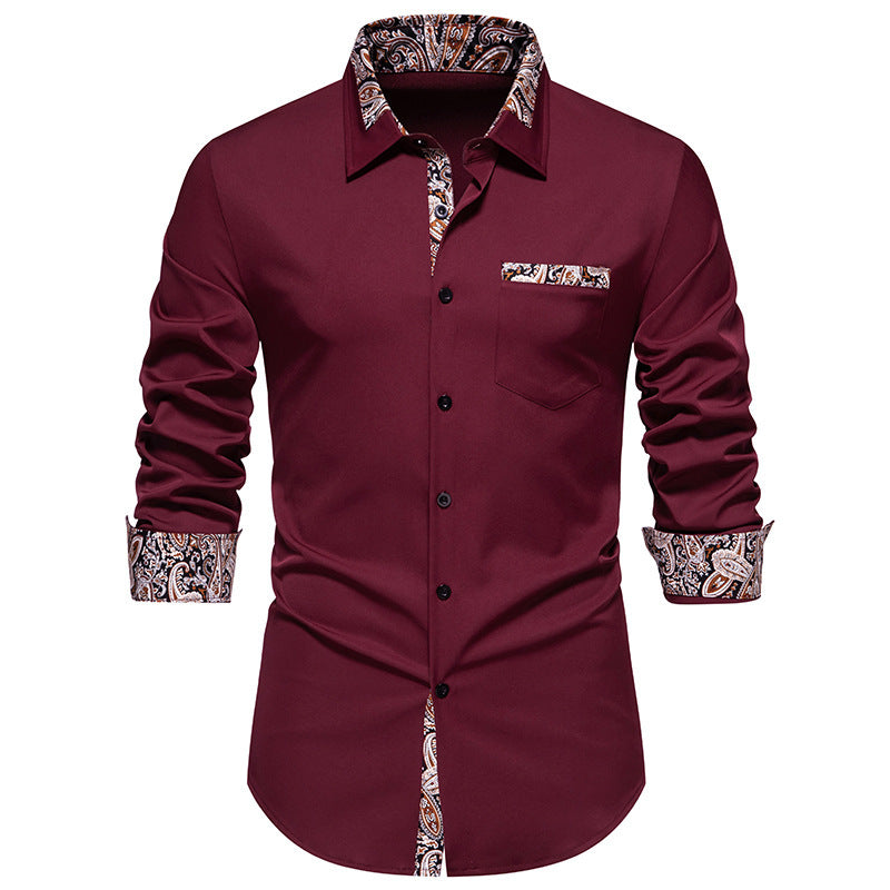 Herren Langarmhemd mit eleganten Paisley-Mustern EB