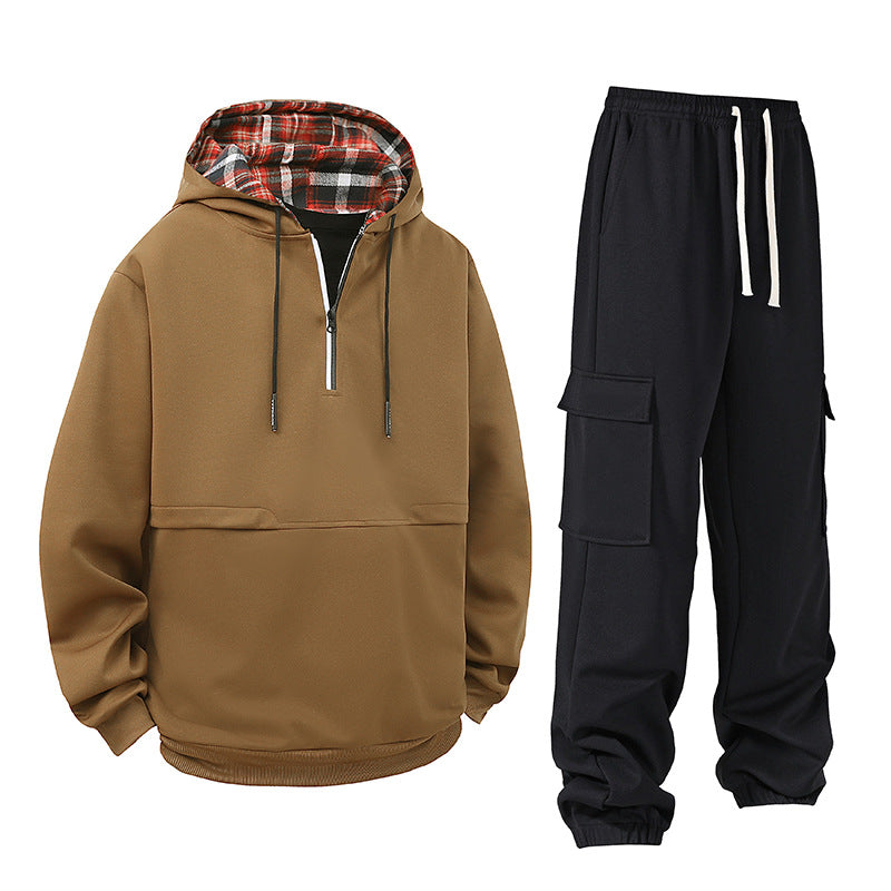 Damen lässiger Hoodie mit Druckknopf und Cargo-Hose EB
