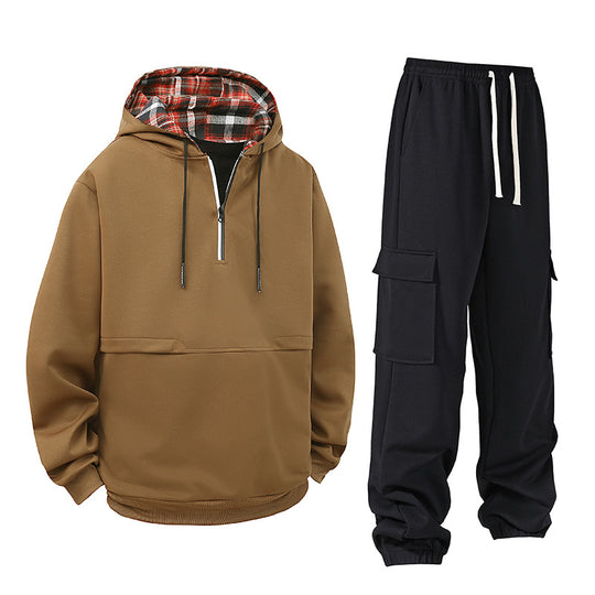 Damen lässiger Hoodie mit Druckknopf und Cargo-Hose EB
