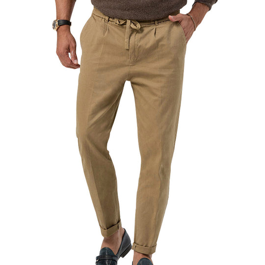 Herren nan leichte Leinenhose mit Kordelzug und schmaler Passform EB