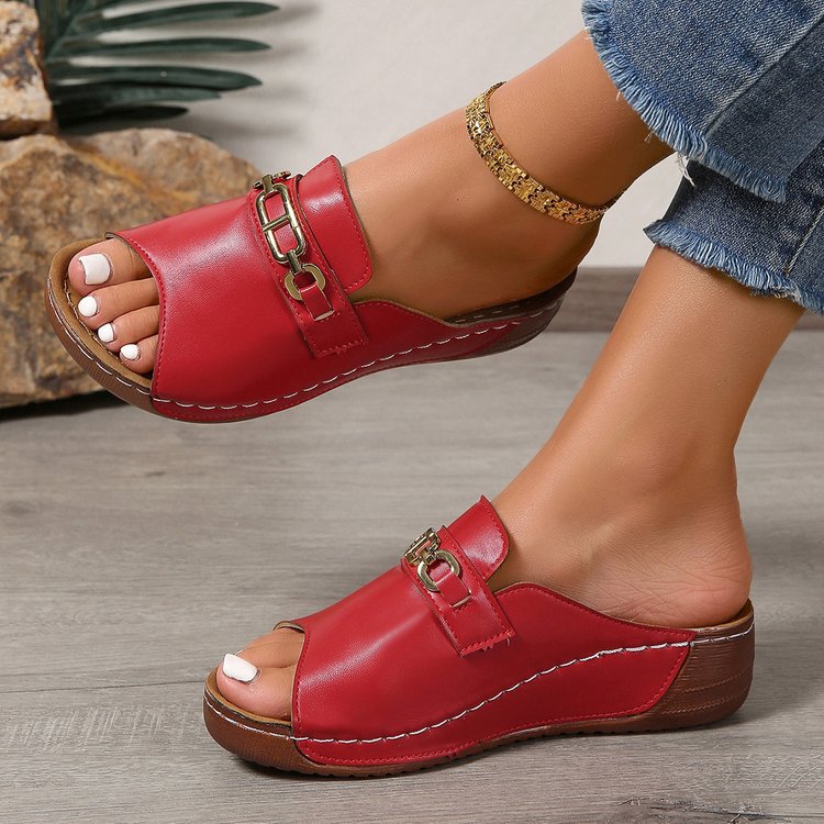 Damen Elegante Pantoletten mit modischem Ketten-Design und ergonomischer Sohle EB