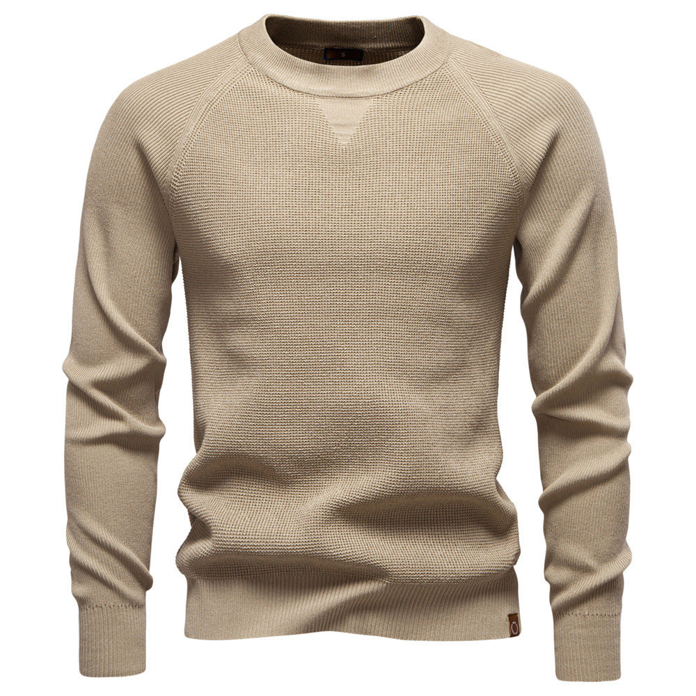Herren nan mitteldicker Struktur-Strickpullover mit Raglanärmeln und Rippenbündchen EB