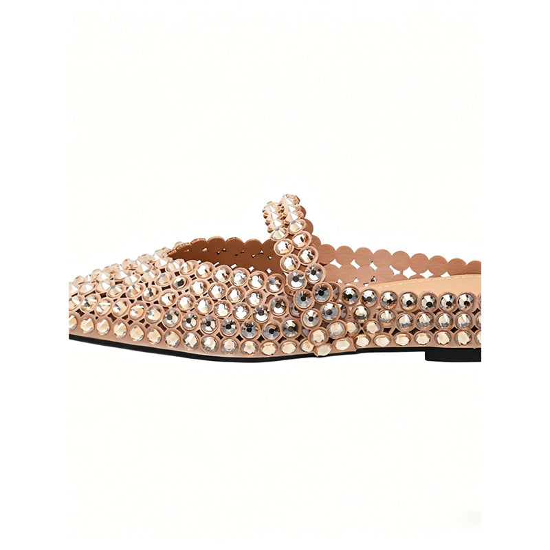 Damen elegante und glamouröse Mules mit Strassverzierungen EB