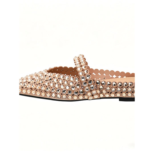 Damen elegante und glamouröse Mules mit Strassverzierungen EB