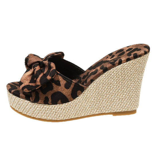 Damen Plateau-Sandalen mit floralem Schleifenakzent und rutschfester Sohle EB