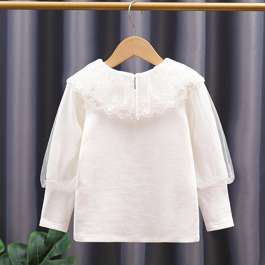Mädchen Bluse mit voluminösem Tüllkragen EB