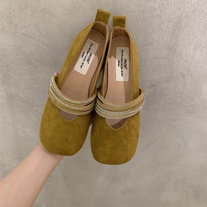 Damen elegante Ballerinas mit modischem Strass-Riemchen EB