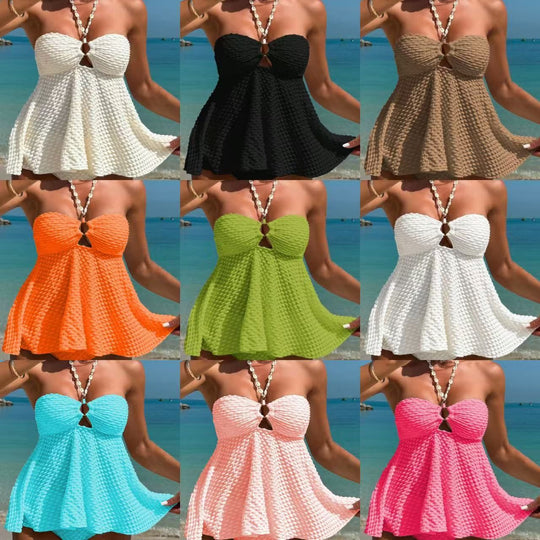 Damen Eleganter Strandkleid Badeanzug EB