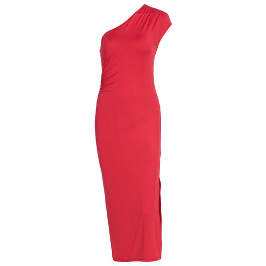 Damen Elegantes ärmelloses Wickelkleid mit asymmetrischem Schnitt EB