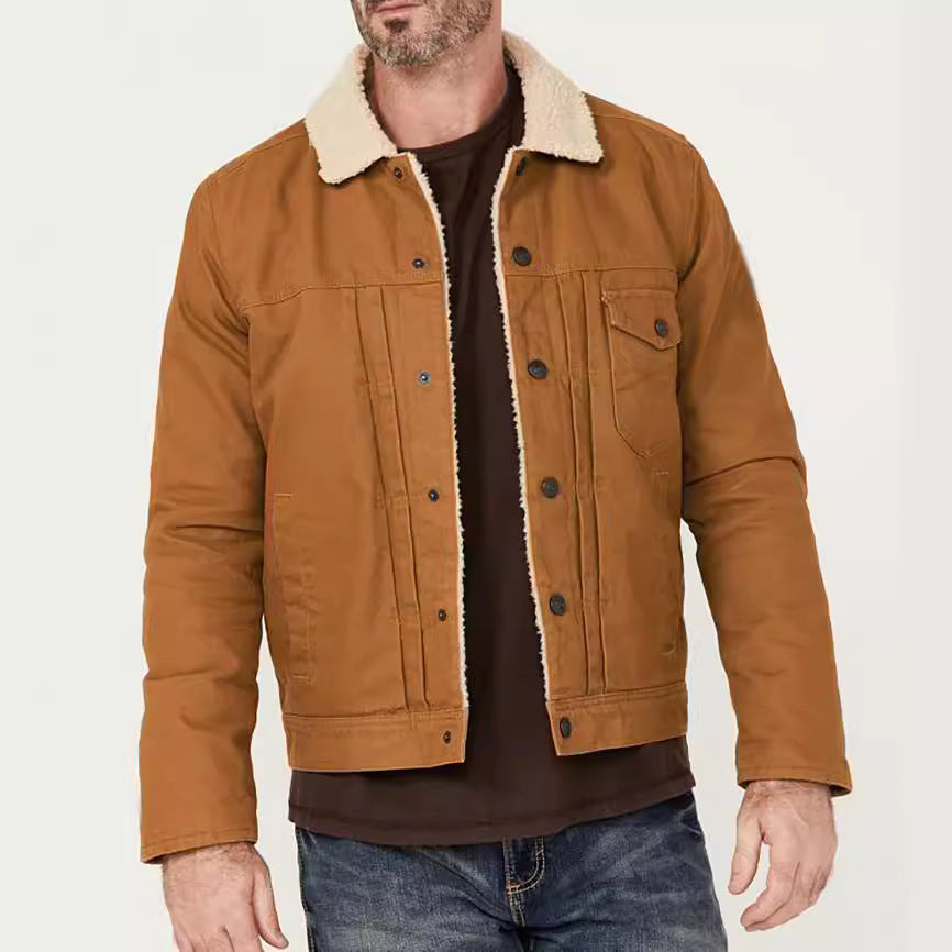 Herren kuschelige und stylische Fleecejacke mit Druckknöpfen EB