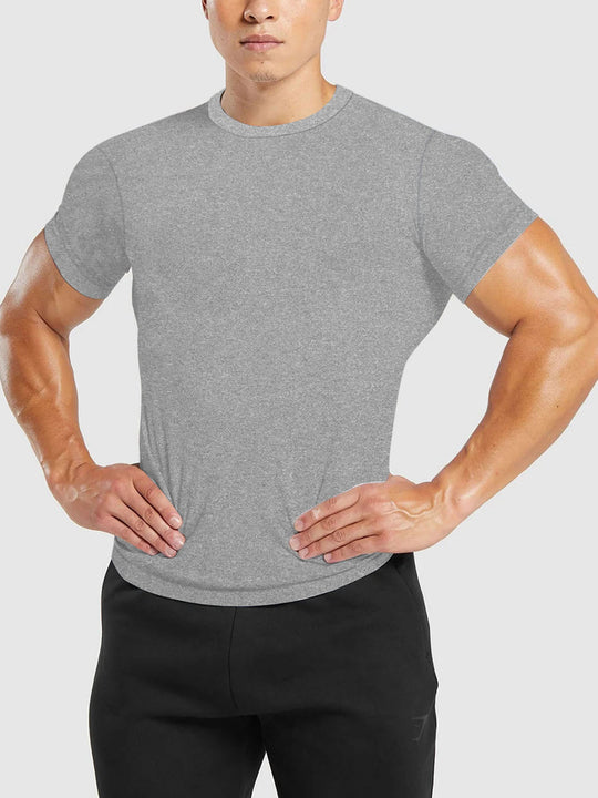 Herren nan tailliertes Rundhals-Leistungsshirt mit elastischem Seitenkeil und flachen Nähten EB