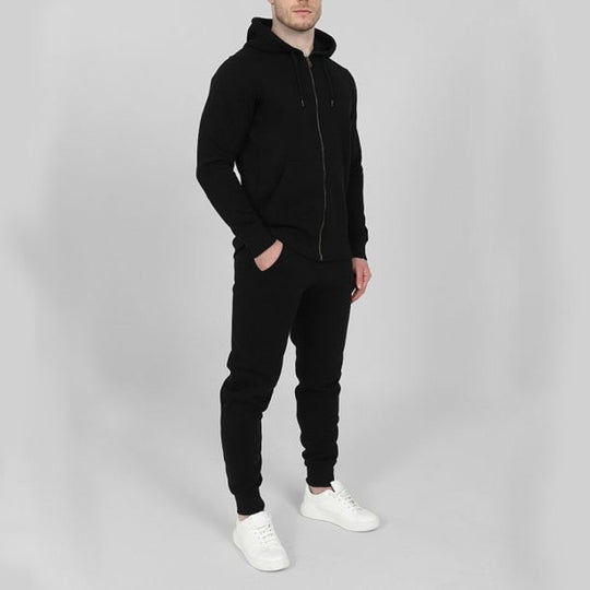 Herren Sportliches Jogginganzug-Set mit praktischen Taschen und hohem Kragen EB