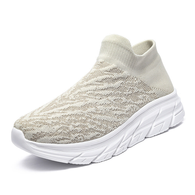 Damen Sportliche Slip-On Sneaker mit atmungsaktiver Strick-Oberfläche und dämpfender Laufsohle EB