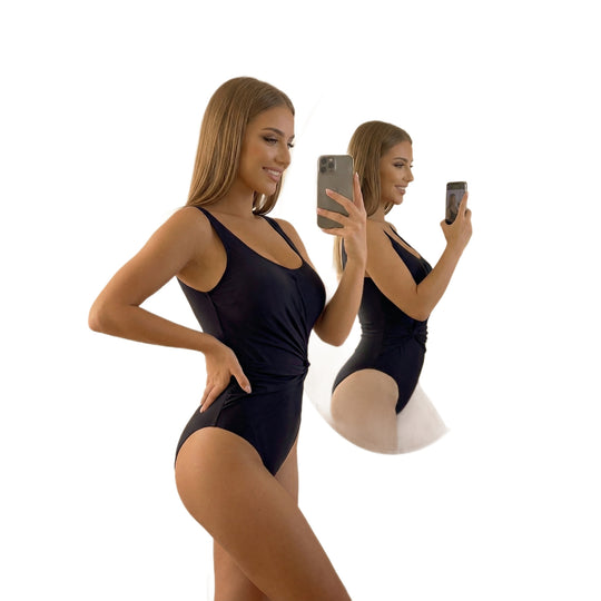 Damen Eleganter Einteiler mit raffinierter Wickeloptik EB