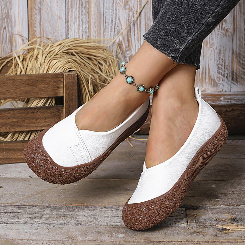 Damen nan komfortable Slip-On Plateau-Ballerina mit strukturierter Gummilaufsohle und weichem PU-Obermaterial EB