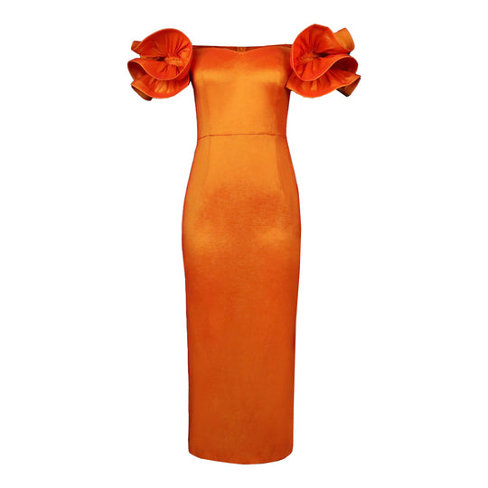 Damen Figurnahes Spitzenkleid mit voluminösen Rüschensäumen EB