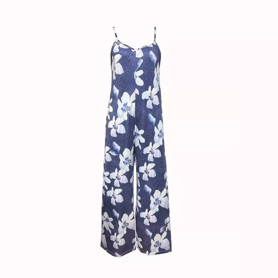 Damen Luftiger Sommeroverall mit breiten Beinen und praktischen Taschen EB