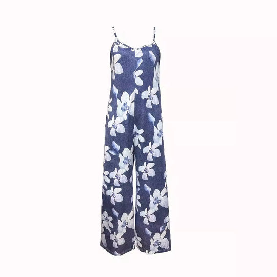 Damen Luftiger Sommeroverall mit breiten Beinen und praktischen Taschen EB