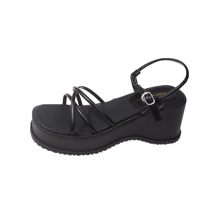 Damen Wedge-Sandaletten mit verstellbarem Riemen und schickem Design EB