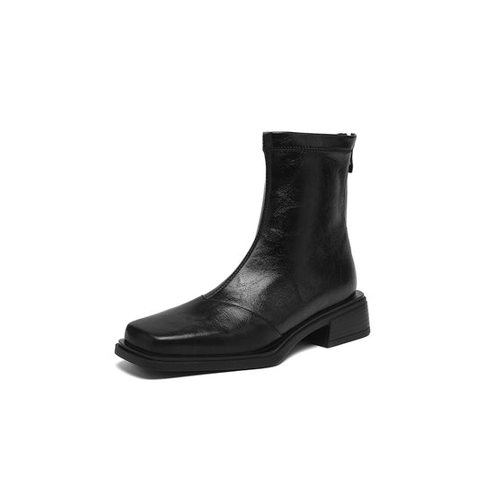 Damen Stiefeletten mit modischem Blockabsatz und hochwertiger Lederoberfläche EB