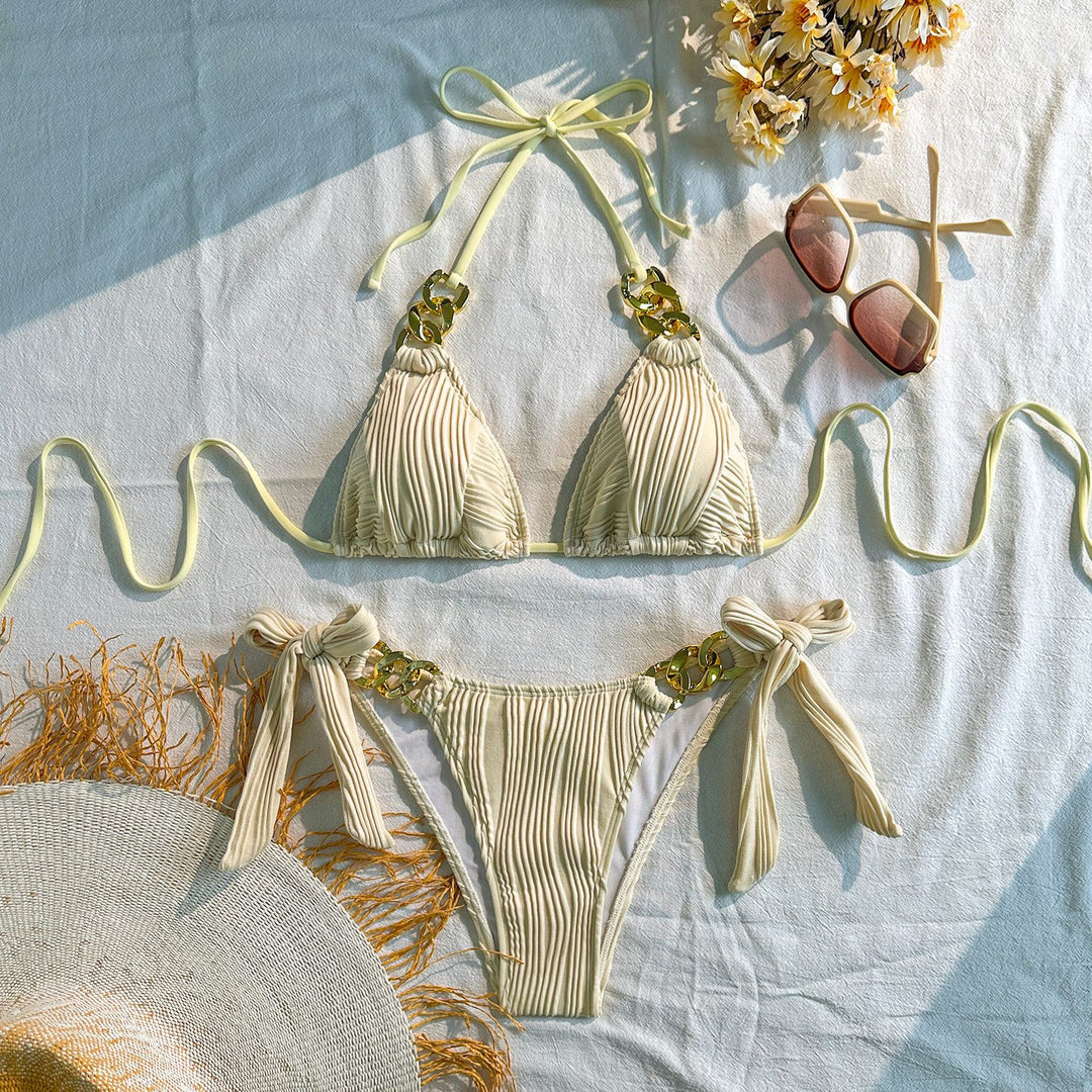 Damen Triangel-Bikini mit raffinierten Kettendetails EB